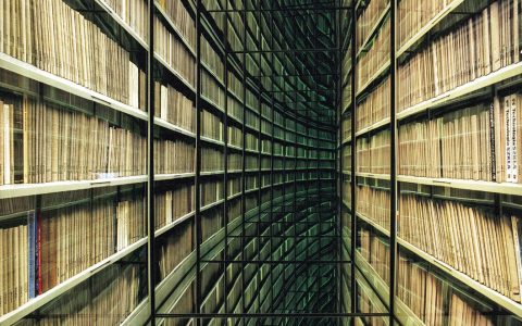 The Library. Never-ending corridor of books (2006-2016), de Nicolas Grospierre.